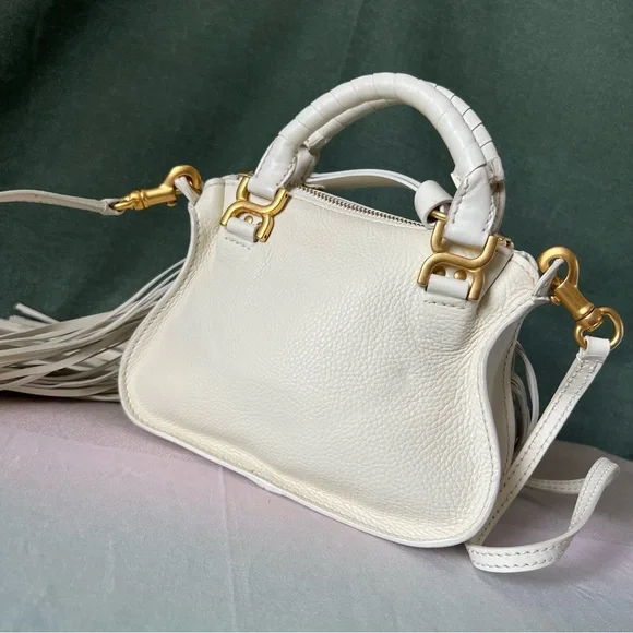 PERFECT FOR RODEO 🤠 Chloe Ivory Leather Fringe Mini Marcie Bag - Special Edition - Picture 12 of 16